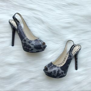 Enzo Angiolini Open Toe Gray Sling Back Heels